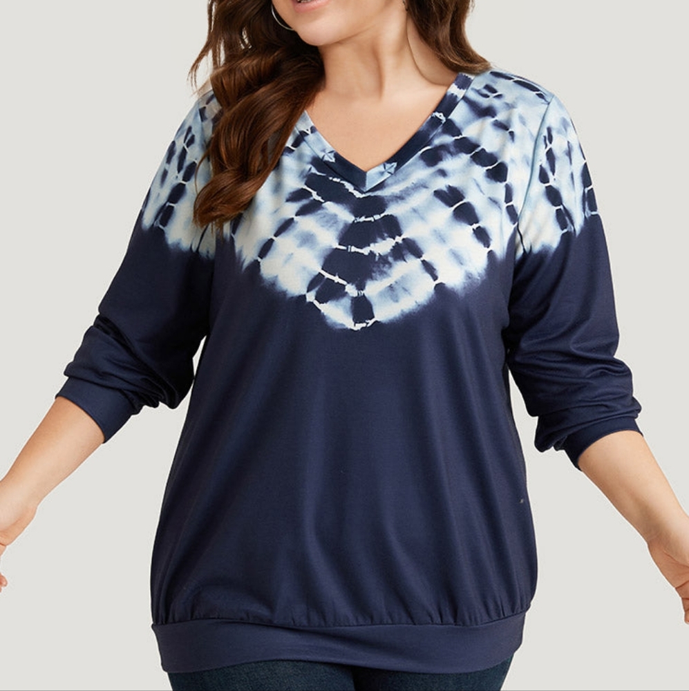 NWT BloomChic Women's Navy Tie-Dye Top